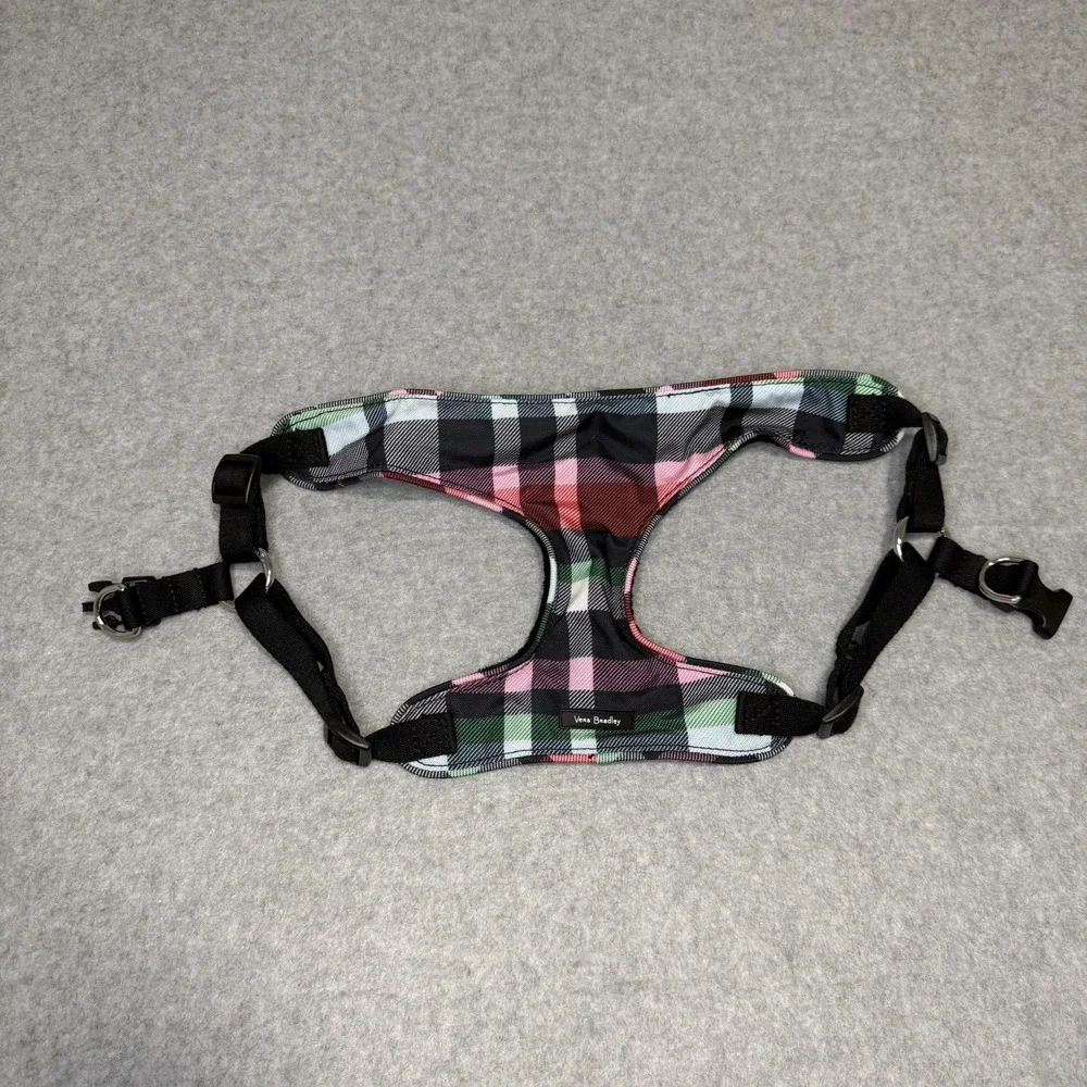 VERA BRADLEY Dog Harness Pink Multicolor Plaid Fleece Lined Size M/L
